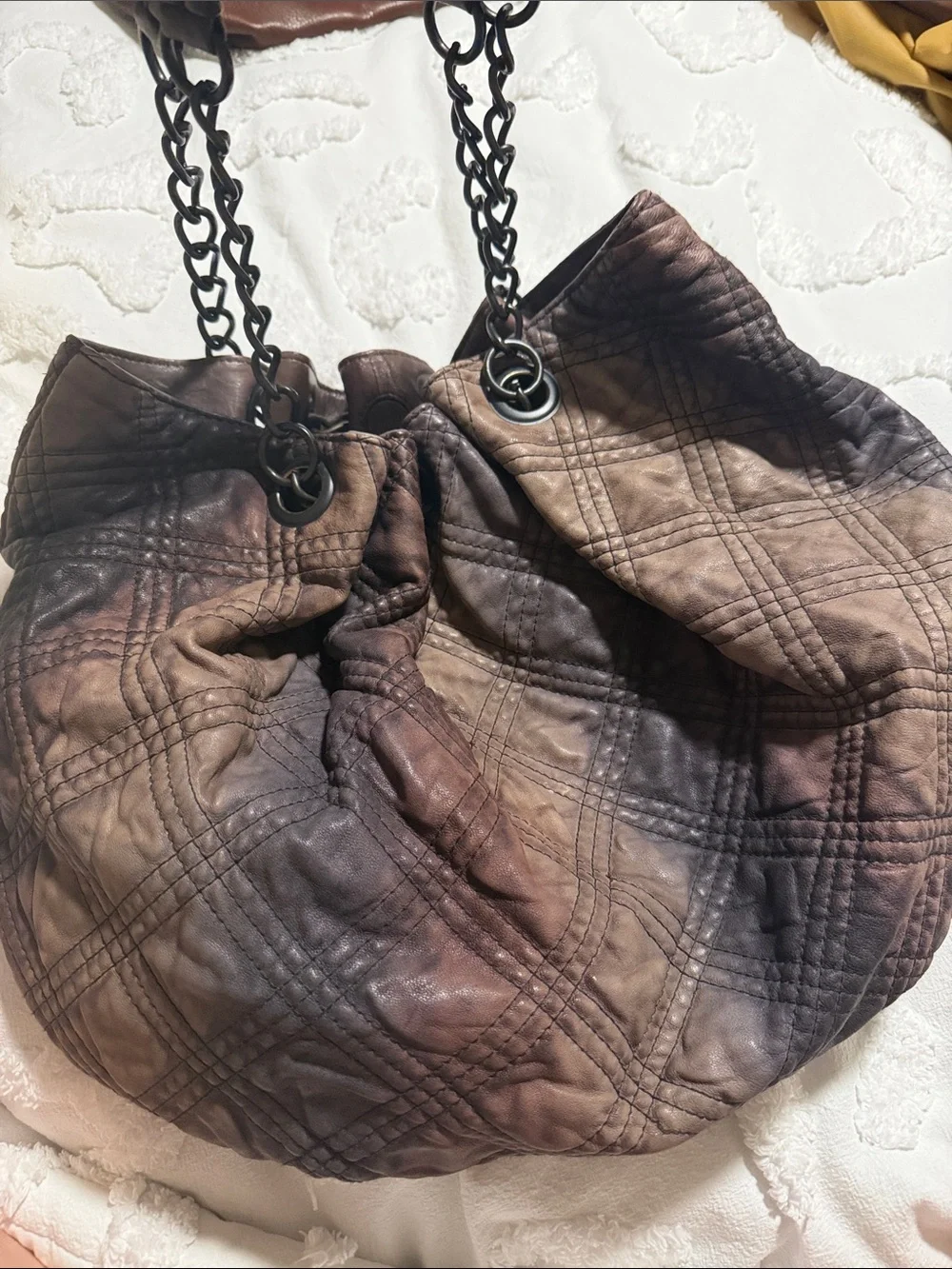 All Saints Quilted Tie Dye Leather Shoulder Bag